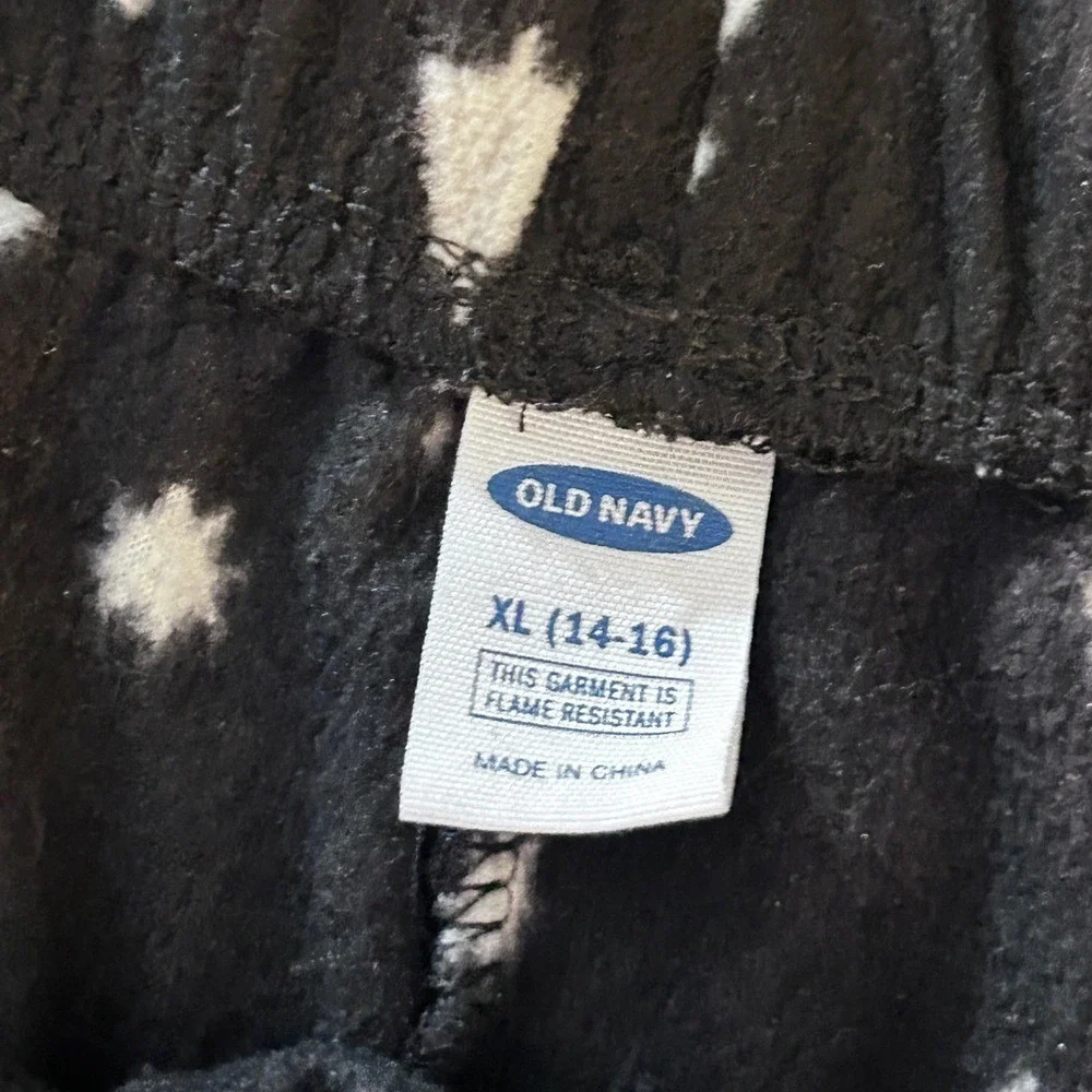 Old‎ Navy Girls XL 14-16 Black Fleece Christmas Tree Pajama Shorts Holiday Cozy